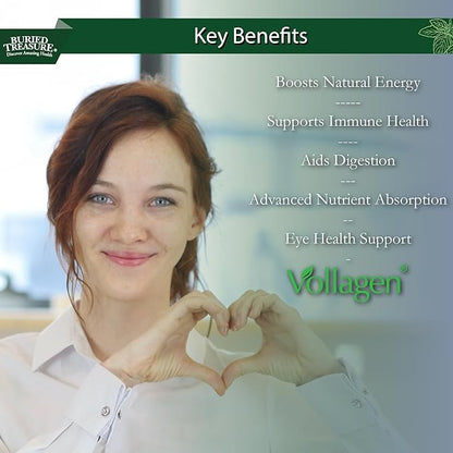 Buried Treasure Green20 Fusion – Superfood Blend with Vollagen for Skin, Hair, and Joint Support, Plant-Based, Vegan, Non-GMO Gluten-Free, Dairy-Free, Soy-Free, 32oz Liquid