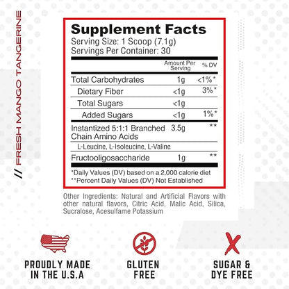 Purus Labs Everyday Amino BCAA Powder | Amino Acids for Muscle Hydration & Recovery | Sugar Free & Gluten Free | 30 Servings (Fresh Mango Tangerine)