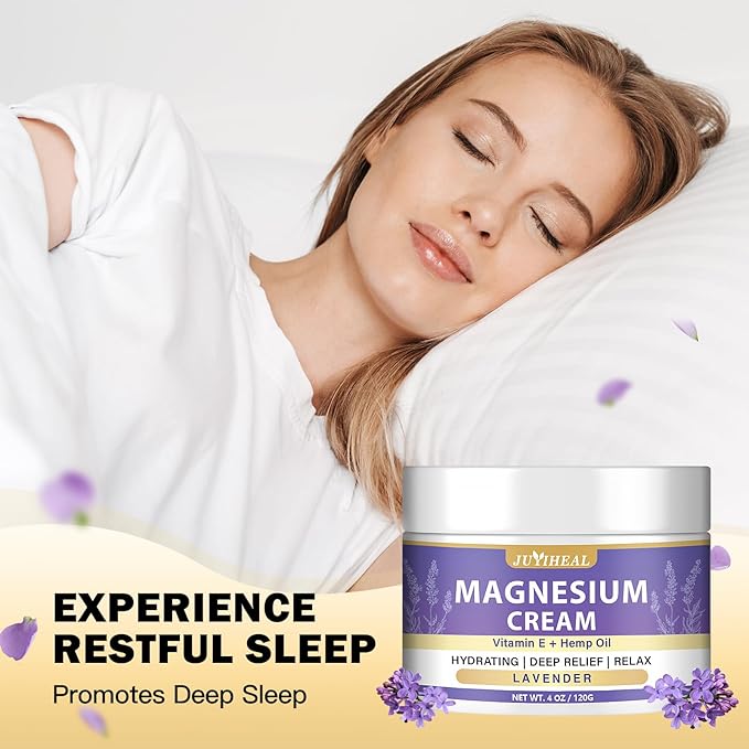 Magnesium Cream – Topical Magnesium Lotion with Lavender, Hemp Seed Oil, Vitamin E & Shea Butter – Relaxation Formula – Safe for Kids & Adults – 4 oz