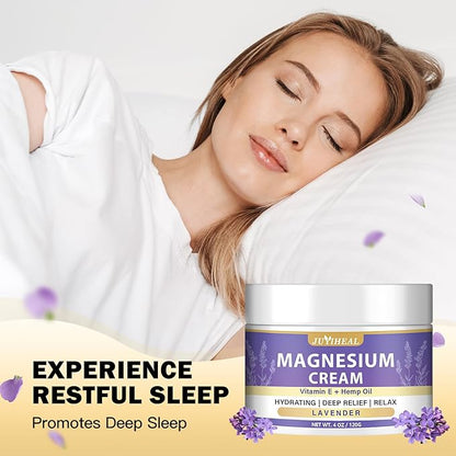 Magnesium Cream – Topical Magnesium Lotion with Lavender, Hemp Seed Oil, Vitamin E & Shea Butter – Relaxation Formula – Safe for Kids & Adults – 4 oz