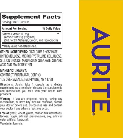 Saffron Supplement | Stress Management, Herbal Mood Support, Long-Term Memory, for Women & Men. 30 Count, Saffron 30mg, Vegetarian Friendly, Non-GMO, Gluten-Free, Soy-Free (1 Months of Supply)