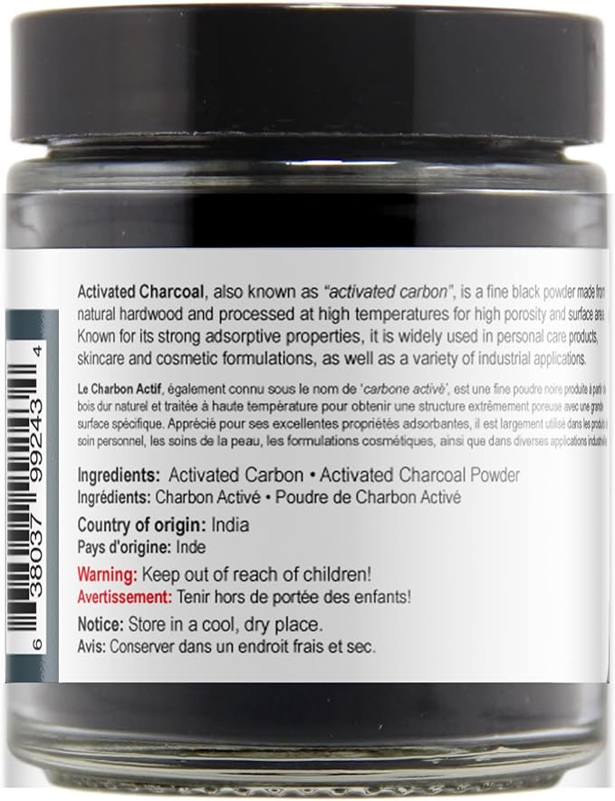 Viva Doria Activated Charcoal Powder, Hardwood Derived, Food Grade, 1.2 Oz Glass Jar