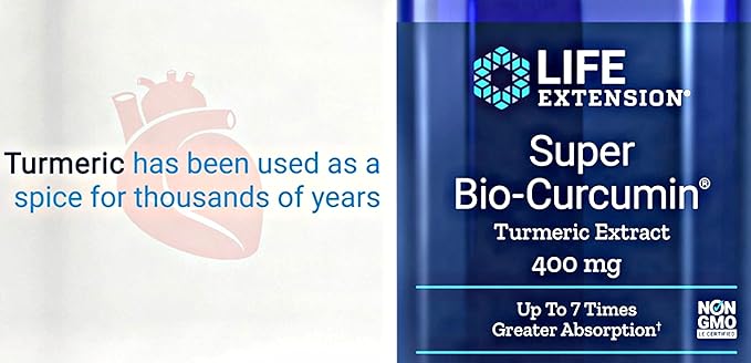 Life Extension Super Bio-Curcumin Turmeric Extract 400mg, 90 Veg Caps - Vegetarian Capsules - Non-GMO - Highly Absorbable
