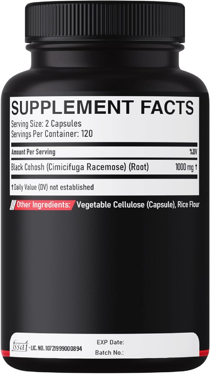 1000mg Black Cohosh for Menopause Hot Flashes - 240 Capsules for 4-Month Supply - Support for Body Management, Women's Health & Immune System