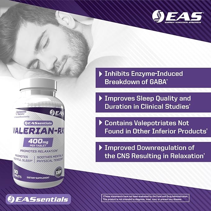 Experimental and Applied Sciences Valerian-RX Valerian Root 400mg | Promotes Relaxation & Restful Sleep | Gluten Free, Non GMO | Better Absorption with Cyclosome Delivery | 90 Tablets