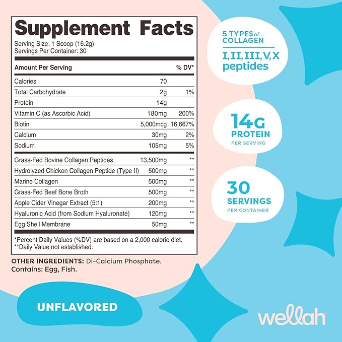 The Afterglow Multi Collagen Protein + Beauty (30 Servings, Unflavored) - Hair, Skin, Nail & Joint Support - Non-GMO and Gluten Free