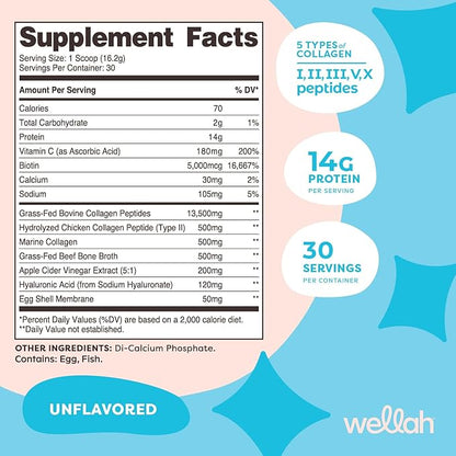 The Afterglow Multi Collagen Protein + Beauty (30 Servings, Unflavored) - Hair, Skin, Nail & Joint Support - Non-GMO and Gluten Free