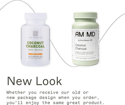 Coconut Charcoal Capsules from The Myers Way Protocol - Natural Activated Charcoal, Gas Reliever & Support for Affects of Mold/Toxins - Dietary Supplement 60 Capsules, 30 Servings - Dr. Amy Myers