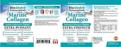 Bio Absorb Marine Collagen Capsules, Mercury Free, No Fish Aftertaste, 67-Day Supply of Hydrolyzed Marine Collagen Powder, Type 1 Marine Collagen Peptides (270 Pills of Fish Collagen Powder)