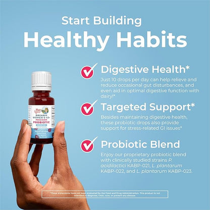 MaryRuth Organics USDA Organic 40 Womens Probiotic Liquid Drops | Probiotics for Digestive Health | Stress-Related GI Issues | Occasional Gas Relief for Adults | Vegan | Dairy Free | 30 Servings