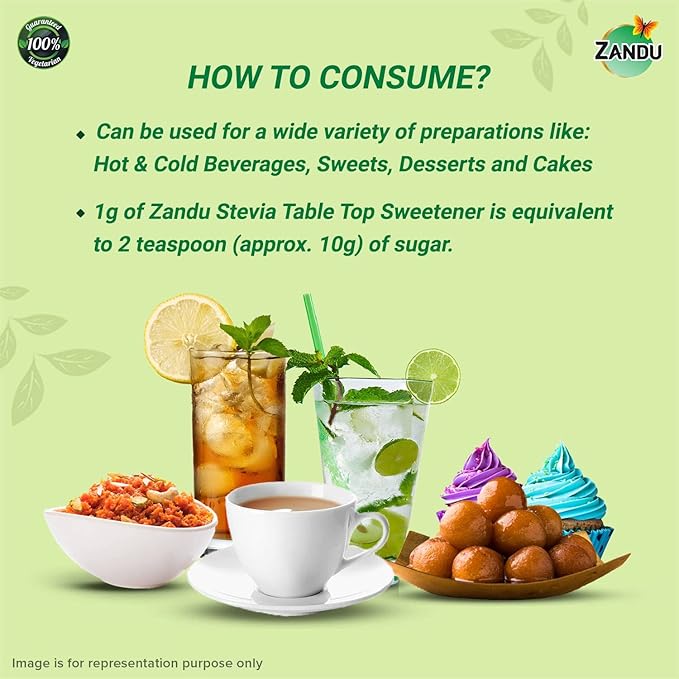 Zandu Stevia Meethi Tulsi Powder- A Healthier Substitute for Sugar, Helps Maintain Healthy Sugar Levels & Healthy Weight (100 g Powder)