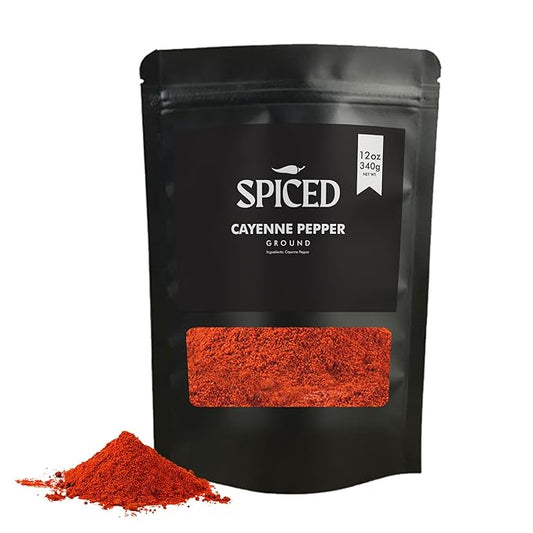 SPICED Cayenne Powder, 12 Oz of Cayenne Pepper Powder in Closable Bag, Great for Roasting, Grilling, Spice Rubs, Meat Dishes and Sauce