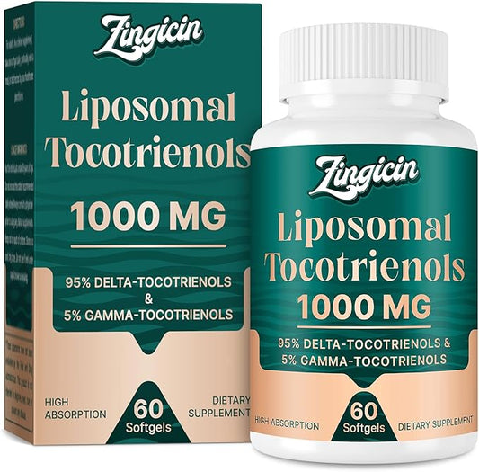 Vitamin E Tocotrienols - Liposomal Vitamin E Oil 1000mg, Highly Absorbable Delta Tocotrienol and Gamma Tocotrienol, 60 Softgels