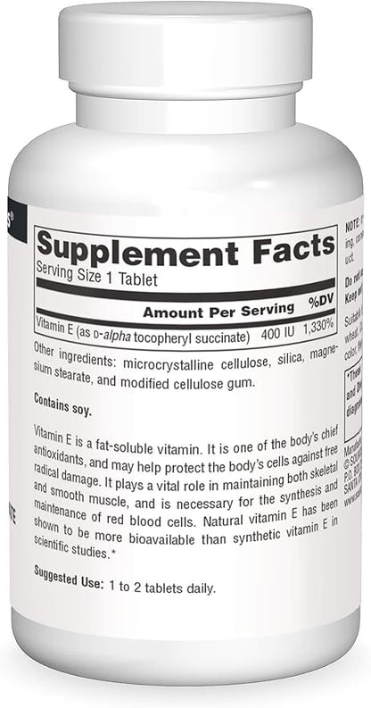 Source Naturals Vitamin E, 400 iu Fat-Soluble Antioxidant - 50 Tablets