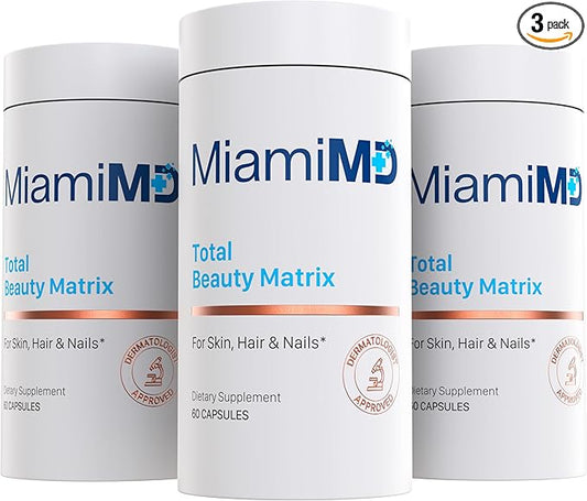 Total Beauty Matrix Collagen Supplements for Women - Collagen Capsules with Vitamin C for Hair, Skin and Nails - Cruelty Free - (60 Capsules) - 3 Pack