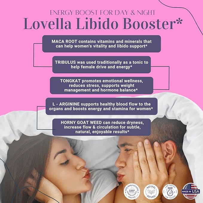 Hornygoatweed Women - Libido Booster for Women, Mood, Energy & Hormone Balance for Women w. Maca Root - Female Libido Booster w. Ginseng - Libido Supplement for Women w. Tribulus terrestris -60ct USA