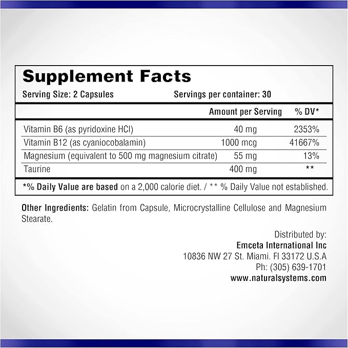 Magnesium Citrate 500mg 60 Capsules by Natural Systems - Magnesium Supplement Powder Muscle Calm - Magnesium Citrate Supplement for Constipation - Magnesium Citrate Powder Capsules for Natural Slim
