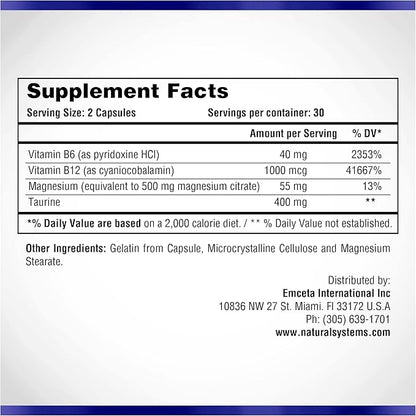 Magnesium Citrate 500mg 60 Capsules by Natural Systems - Magnesium Supplement Powder Muscle Calm - Magnesium Citrate Supplement for Constipation - Magnesium Citrate Powder Capsules for Natural Slim