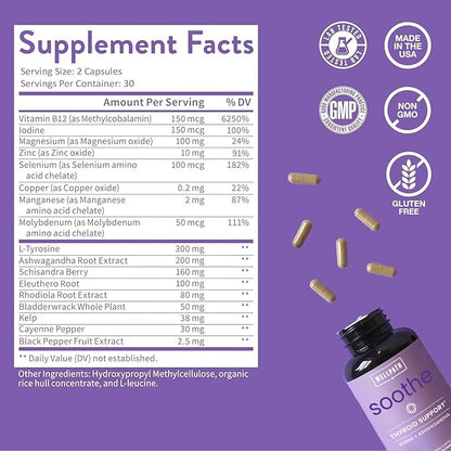 Soothe Hormone Balance for Women + Thyroid Support for Women (3-Pack) | Cortisol Manager, Mood Support, & Metabolism Booster | Adrenal Support | Rhodiola, Selenium, Iodine | Adaptogens, 180 ct