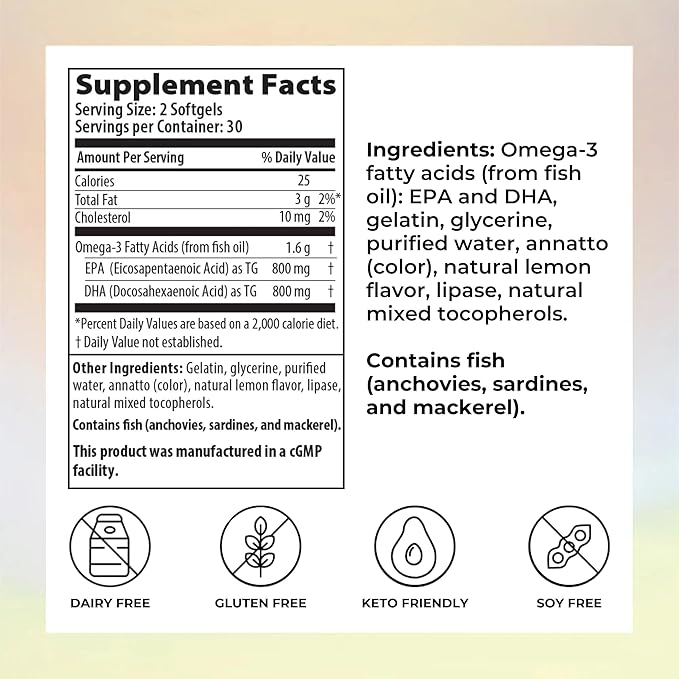Reignite Wellness by JJ Virgin | Omega Plus | High-Dose Fish Oil Supplement | Supports Cardiovascular System & Joints | EPA & DHA Promotes Memory, Focus & Healthy Response to Stress | 60 Softgels
