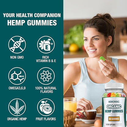 (3 Packs) Natural Hemp Gummies High Potency with Hemp Oil Extract Edibles Hemp Gummy (Fruit)