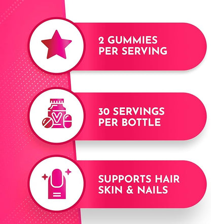 Atlantis Nutrition Collagen Peptides Gummies for Women - Formulated with Type I & III - Vitamin & Superfruit Beauty Blend - Formulated to Support Hair, Nail & Skin Health | 60 Count