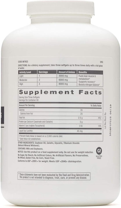 GNC Pro Performance Amino 3000mg, 240 Softgels, Supports Protein Synthesis and Muscle Repair