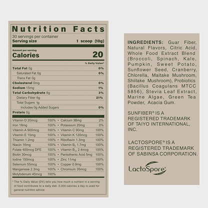 Multivitamin Drink Mix | B.Wild Plant Based Antioxidant Drink | Prebiotics and Probiotics for Digestive Health - Peach Green Tea Flavor - 300 g, 30 Day Supply