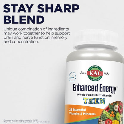 Kal Enhanced Energy for Teens Tablets, 60 Count