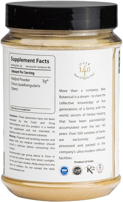 bixa BOTANICAL Ayurvedic Natural Herbal Supplement Cissus Powder (Cissus Quadrangularis/Hadjod) | Natural Herbal Supplement (7 Ounce (Pack of 1))
