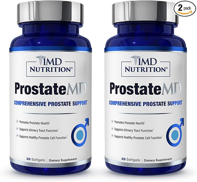 1MD Nutrition ProstateMD Saw Palmetto Prostate Support Supplement - Support for Urinary Tract and Frequent Bathroom Urges | 60 Softgels (2-Pack)