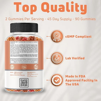 Vitamin D Gummies for Adults (Vitamin D3 2000 IU). Gelatin-Free, Gluten-Free & Non-GMO Vitamin D Gummy. Supports Bones, Muscles, and Immune System. 45 Day Supply. D3 Gummies for Adults