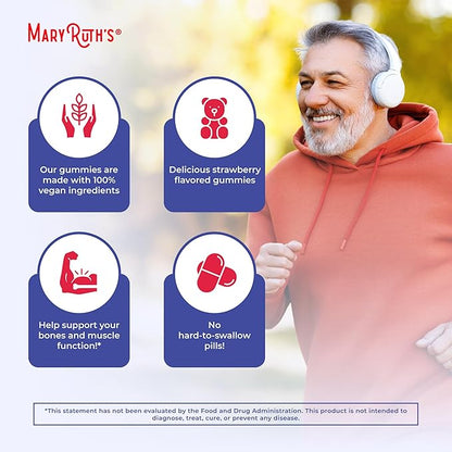 MaryRuth's Organic Vitamin D3 Gummies | 1000 IU | USDA Organic | Immune Support| Bone Health | Muscle Function | for Adults & Kids Ages 2+ | Vegan | Gluten Free | 2 Month Supply | 60 Count