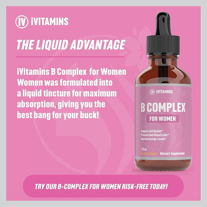 B Complex Vitamins for Women | Helps to Improve Brain Function, Digestion, Energy, & More | B Vitamins Complex for Women | Vitamin B Complex | B Complex Vitamins | B12 Complex | 1 fl oz