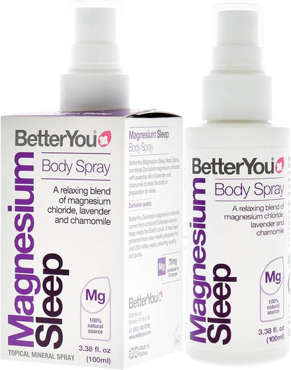 BetterYou Magnesium Muscle Body Spray - Relaxing Topical Magnesium and Essential Oil Spray - Lavender and Chamomile - Promotes Better Sleep - 3.38 oz (Pack of 3)