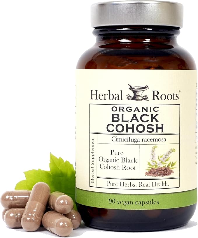Herbal Roots Organic Black Cohosh Root | Extra Strength | Menopause and Menstrual Support for Women | 90 Capsules, Vegan
