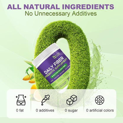 Daily Fiber Supplement - Soluble Prebiotic Fiber Powder for Gut Health, Whole Food High Fiber for Digestive Health & Regularity, Unflavored Clear Mixing Powder, Gluten & Sugar Free, Keto - 70 Servings