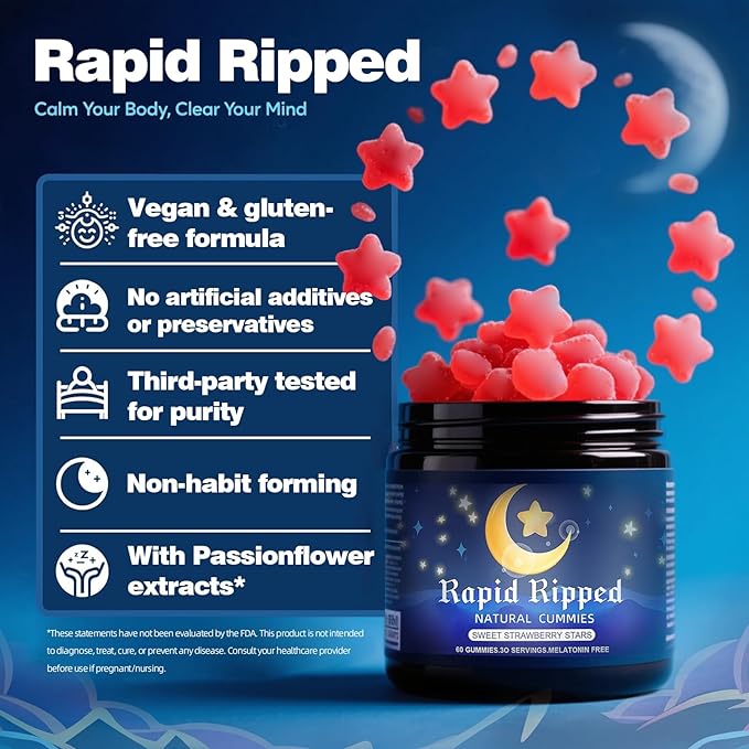 Natural Aid Gummies - 60 Gummies, Relax and Sleep - Vegan, Gluten Free, Non-Addictive