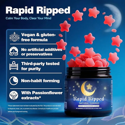 Natural Aid Gummies - 60 Gummies, Relax and Sleep - Vegan, Gluten Free, Non-Addictive