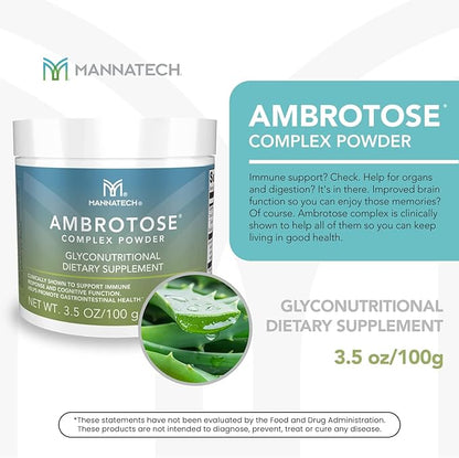 Mannatech Ambrotose Complex Immune Support Supplement, Supports Cell-to-Cell Communication and a Healthy Immune Defense, with Manapol Powder - 100% Aloe Vera Supplement 25 Days Supply