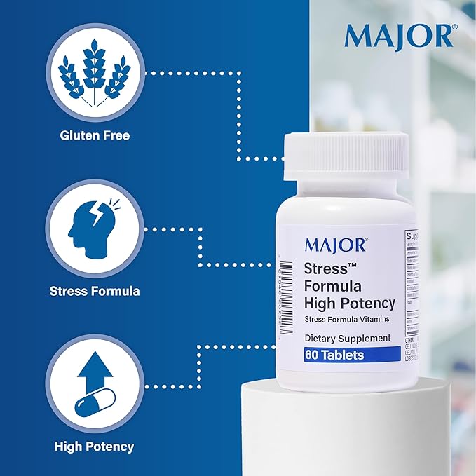 Major Stress Formula - High Potency Stress Formula Vitamins - Dietary Supplement - 60 Tablets (1 Pack)