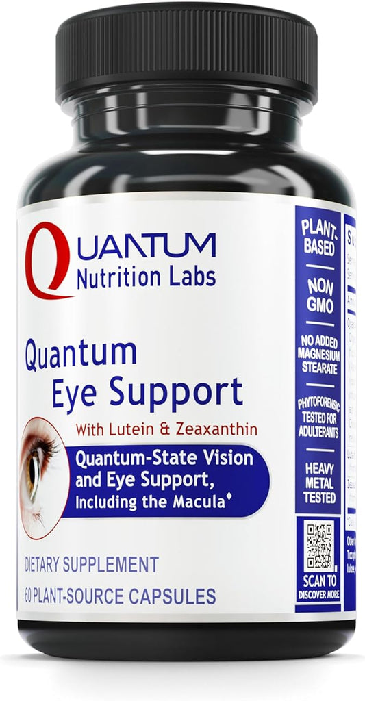 Quantum Nutrition Labs Eye Support - Eye Health Vitamins, Lutein and Zeaxanthin Eye Supplements for Adults and Seniors, Supports Macular Health, Contains Bilberry and Carrot - 60 Vegetarian Capsules