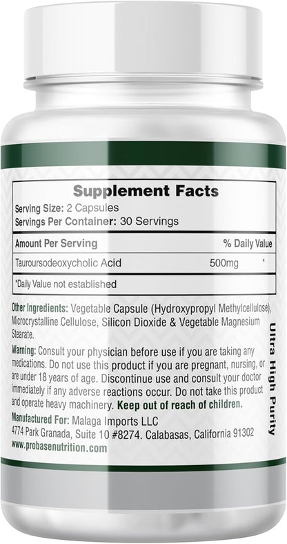 TUDCA – Premium Liver Support, Cleanse, Detox and Repair Supplement – 500mg Per Serving – 60 Capsules – High Purity Bile Salt Formula – Vegan, Non-GMO