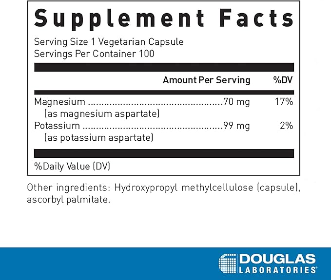 Douglas Laboratories Magnesium/Potassium Aspartate | Supports Cardiovascular Health and Skeletal Muscle Contractility | 100 Capsules
