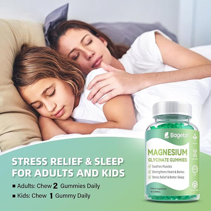 Magnesium Glycinate Gummies 400mg,Sugar Free Magnesium Gummies for Adults & Kids,High Absorption Magnesium Supplement for Sleep,Stress & Muscle Relief (60 Count, Mixed Berry)