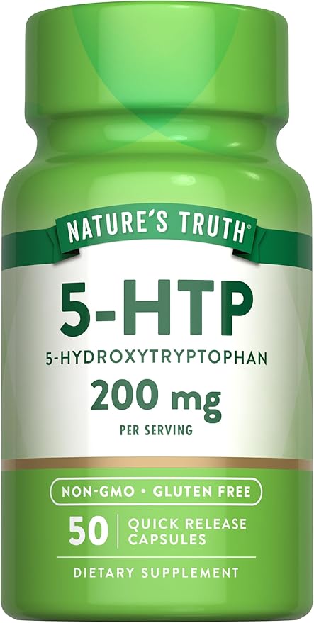 Nature's Truth 5HTP 200mg Capsules | 50 Count | 5 Hydroxytryptophan | Non-GMO & Gluten Free Supplement