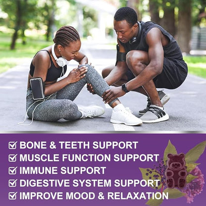 Calcium Magnesium Zinc Gummies with Vitamin D3 - High Absorption Complex Calcium Supplement with Sea Moss, Elderberry for Bone, Muscles, Immune, Mood & Sleep Support, Vegan - 60 Gummies (2 Pack)