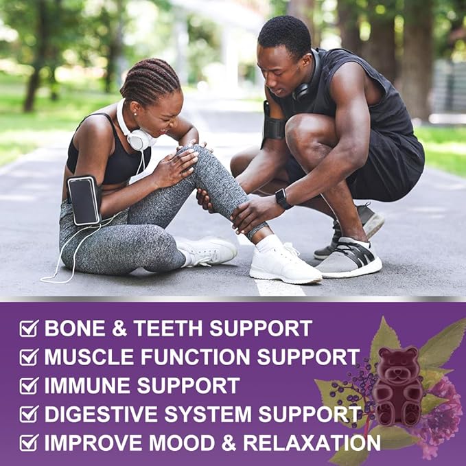Calcium Magnesium Zinc Gummies with Vitamin D3 - High Absorption Complex Calcium Supplement with Sea Moss, Elderberry for Bone, Muscles, Immune, Mood & Sleep Support, Vegan - 60 Gummies (3 Pack)