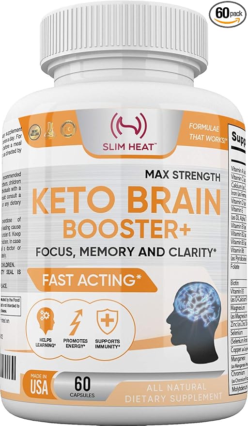 Keto Brain Booster - Brain Supplement - Focus, Concentration, Memory Neuro Supplement for Women & Men - Supports Learning, Energy, Immunity - All Natural, Non GMO, Made in USA - 60 Capsules