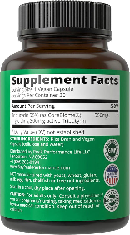 CoreBiome Tributyrin Postbiotic Supplement Clinically Tested For Gut Health. More Effective than Sodium Butyrate Capsules. High Bioavailability Post Biotics For Digestive, Leaky Gut, Colon, Microbiome